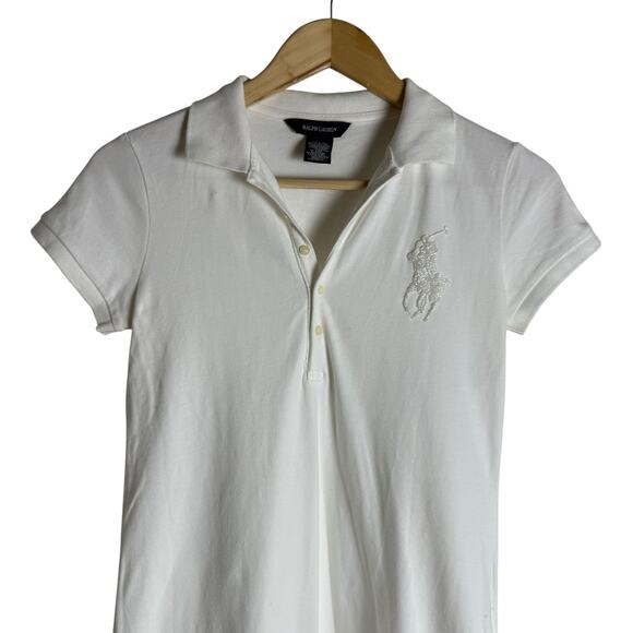 Ralph Lauren White Short Sleeve Embroidered Logo Sporty Polo Shirt Mini Dress XL - Picture 2 of 9